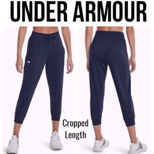 Under Armour Jogger Athletic Pants Cropped Length Navy Blue White Logo Size XL